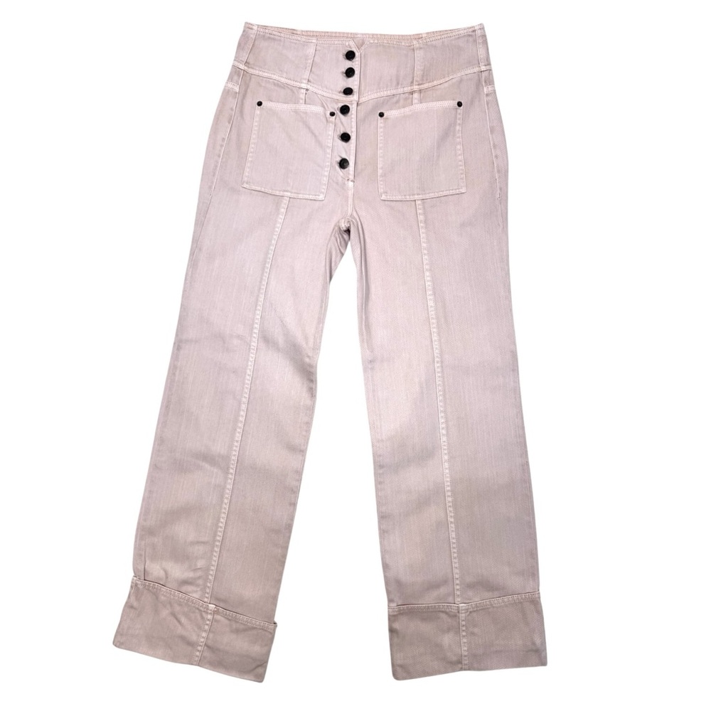 Ulla Johnson Marlowe Denim Pants High Waist Wide Leg Jeans Sweetbriar Rose 10 - Picture 3 of 9